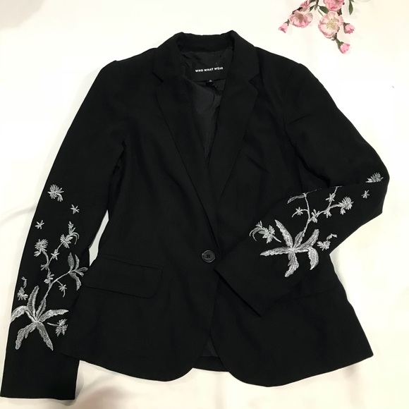 Who What Wear Jackets & Blazers - W.W.W black blazer jacket with silver details Sz S